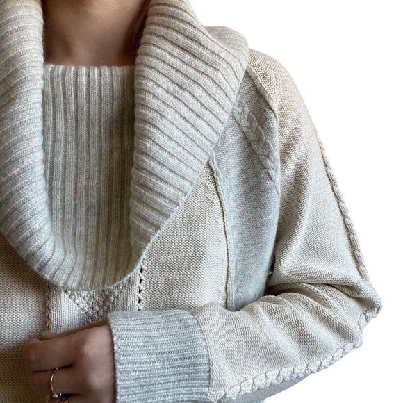 Sundance Womens Angora Wool Blend Cowl Neck Lagenlook Boho Cable Sweater Sz M - Picture 7 of 9